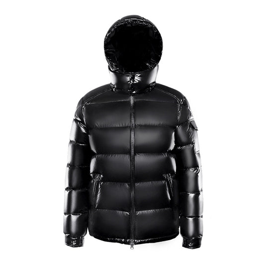 Autumn winter 2022 new men's black coat white eiderdown down jacket short thickened bright face manufacturers wholesale