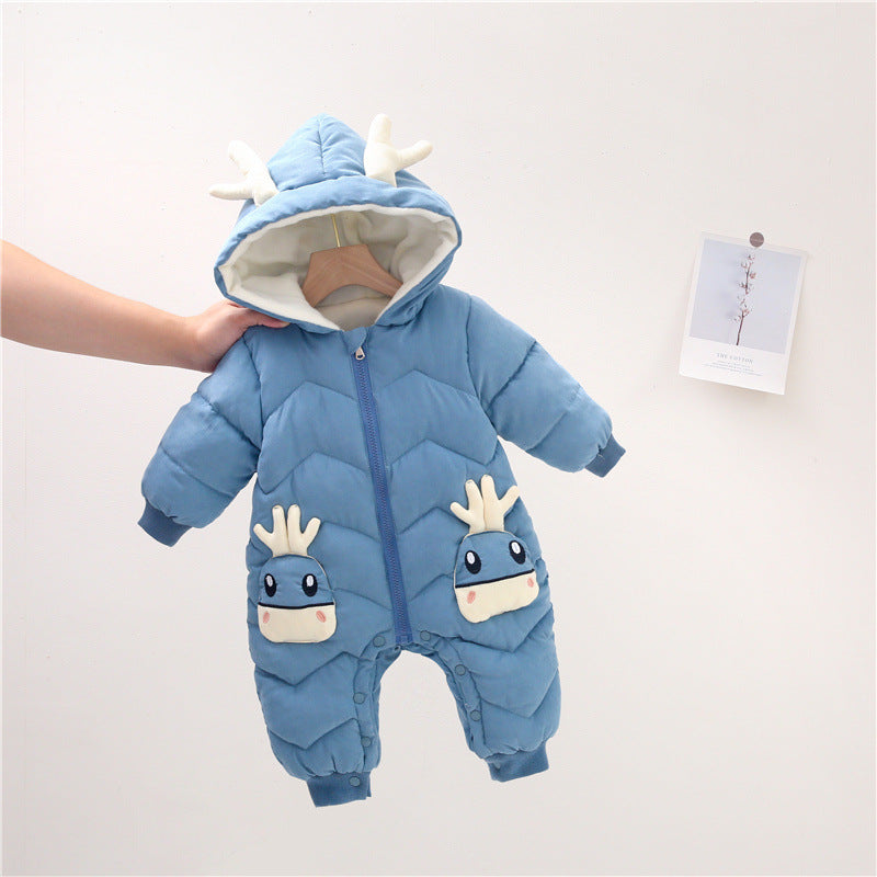 Baby onesie down cotton clothes autumn and winter clothes climbing clothes Ha Yi style boys and girls newborn babies go out to hold clothes