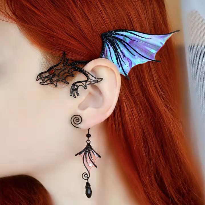 Butterfly Dragon Fish Animal Lady Ear Clip Ear Sleeve Pendant Without Perforation Fairy Cosplay Jewelry Party Gift Ear Cuffs