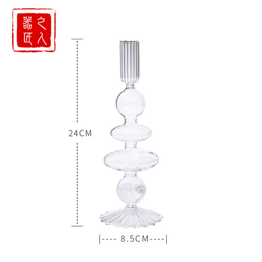 Simple and creative glass candlestick retro glass candlestick decoration home decoration colorful candle utensil decoration