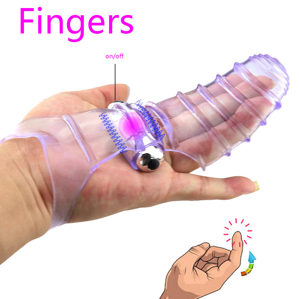 Vibrate finger set thumb prick set QQ masturbator adult sex toys couple toys a hair