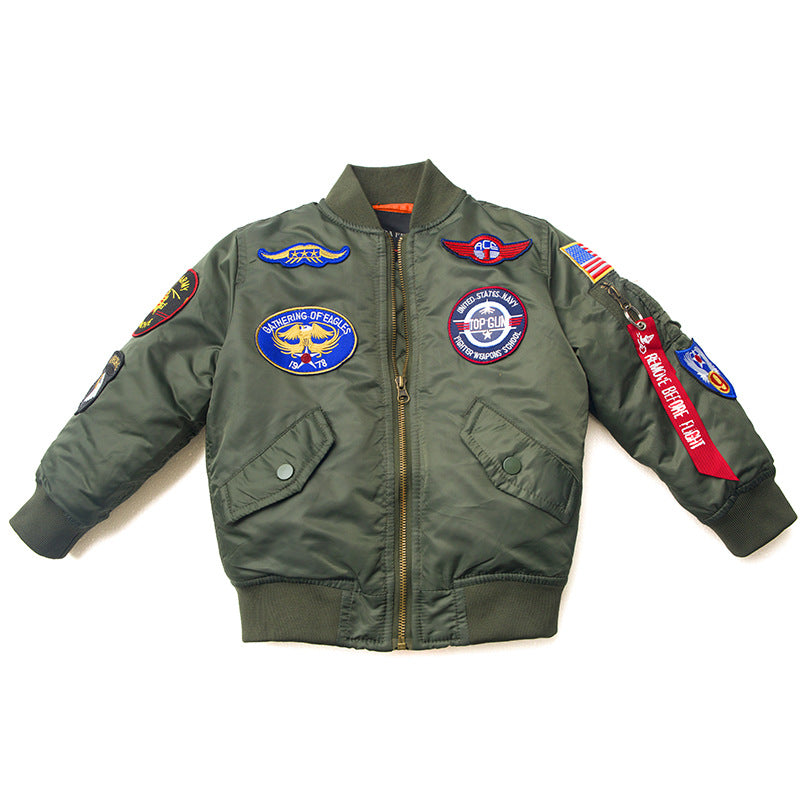 Trendy US Air Force boys & Girls fall/winter quilted boys & Girls Heavy bomber jacket padded jacket