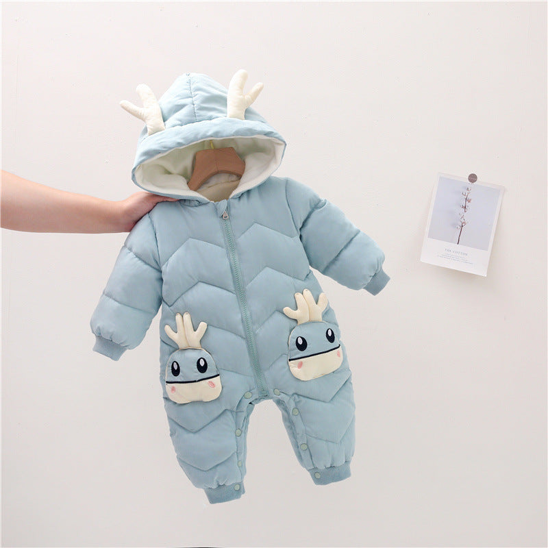 Baby onesie down cotton clothes autumn and winter clothes climbing clothes Ha Yi style boys and girls newborn babies go out to hold clothes